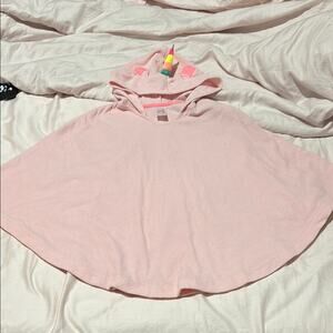 Cat & Jack Pink Unicorn Hooded terry cloth Poncho beach cover up like new euc